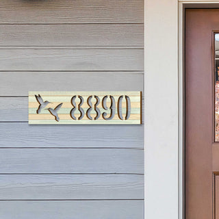 Hummingbird House Number Sign – Handcrafted Wooden Address Plaque for Mailbox Post or Porch – Custom Home Handcrafted Wooden Address Sign MA989830