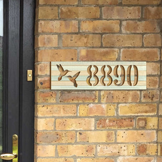 Hummingbird House Number Sign – Handcrafted Wooden Address Plaque for Mailbox Post or Porch – Custom Home Handcrafted Wooden Address Sign MA989830