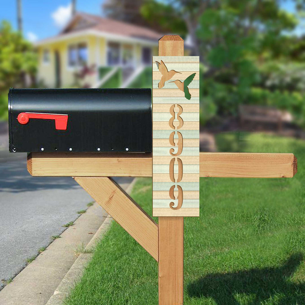 Hummingbird House Number Sign – Handcrafted Wooden Address Plaque for Mailbox Post or Porch – Custom Home Handcrafted Wooden Address Sign MA989830