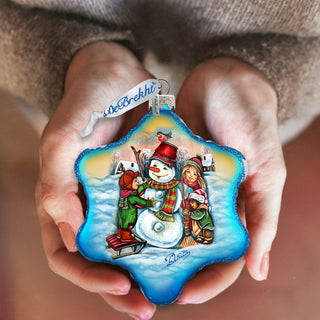 Playful Snowman Glass Ornament by G. DeBrekht - Christmas Santa Snowman Decor - 754-202