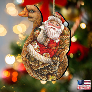 Christmas Goose Santa Wooden Ornaments by G. DeBrekht - Christmas Santa Snowman Decor - 8121633