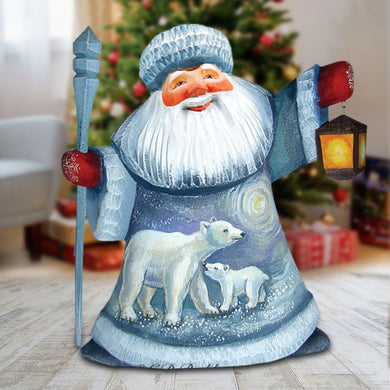 Santa Polar Story Hand-Painted WOODCARVED Masterpiece by G. DeBrekht - Wildlife Holiday Decor - 8215672
