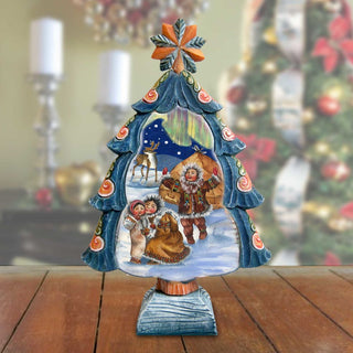 Northern Lights Tree Handcrafted Christmas Figurine - G. DeBrekht Christmas Santa Snowman Decor - 588077L