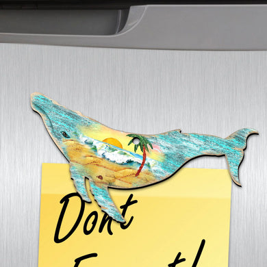 Rustic Whale Shaped Refrigerator Magnets Set of 3