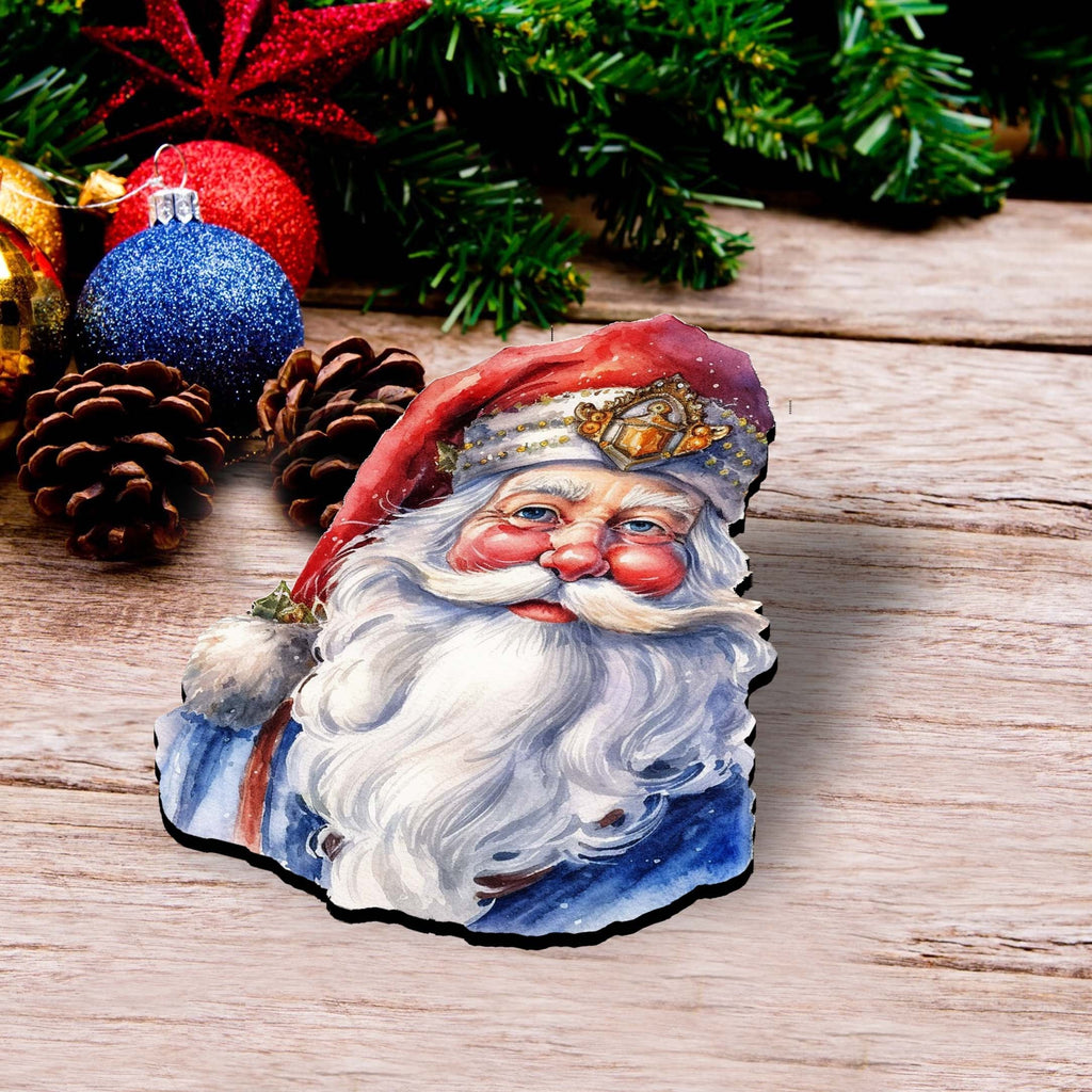Jolly Santa Faces Clip-On Eco Wood Decorative Ornaments Set of 3 by G. Debrekht - Christmas Decor - 8091045C-S3