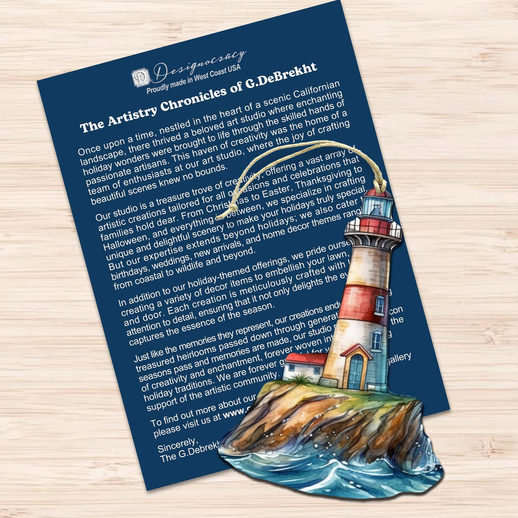 Lighthouse Decorative Eco Wood Ornaments Set of 3 by G. Debrekht - Coastal Decor - 8091022-S3