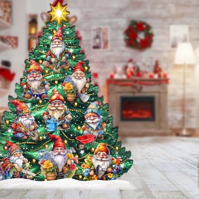 Gnomes-Themed Christmas Tree Outdoor Indoor Decor Wooden Christmas Decoration by G. Debrekht Christmas Decor - 8191512F