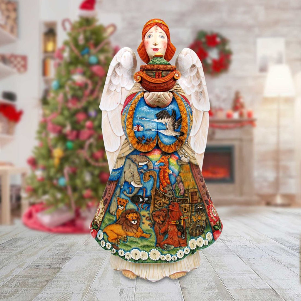 Noah's Ark Angel Hand-Painted WOODCARVED Masterpiece by G. DeBrekht - Nativity Holiday Decor - 250101 *** PRE-ORDER - Handmade Just for You! ***