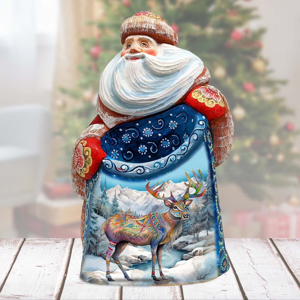 Magic Deer Santa Hand-Painted WOODCARVED Masterpiece Figurine by G. DeBrekht - Christmas Decor - 8203022 *** PRE-ORDER - Handmade Just for You! ***