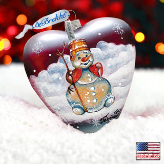 Snowman Heart Glass Ornament by G. DeBrekht - Christmas Santa Snowman Decor - 73331