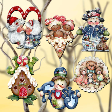 Merry Christmas  Clip-On Eco Wood Decorative Ornaments Set of 6 by Jamie Mills-Price - Christmas Decor - 8090136C-S6