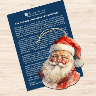 Jolly Santa Faces Decorative Eco Wood Ornaments Set of 3 by G. Debrekht - Christmas Decor - 8091045-S3