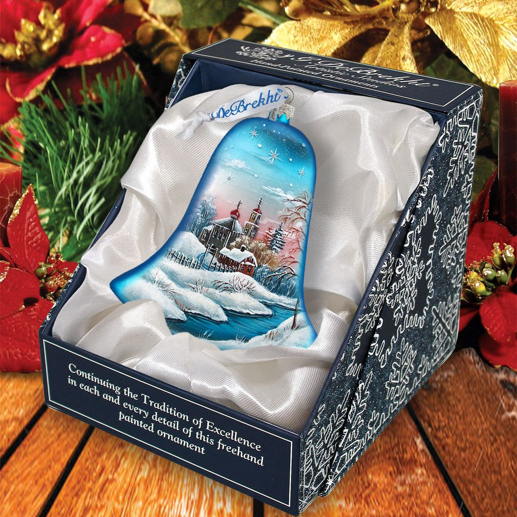 Winter Landscape Bell Glass Ornament by G. DeBrekht - Christmas Decor - 73181