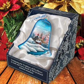 Winter Landscape Bell Glass Ornament by G. DeBrekht - Christmas Decor - 73181