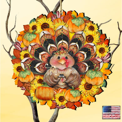 Turkey Wreath Wooden Ornaments - Thanksgiving Halloween Decor by Jamie Mills-Price - 8185305-3-MP
