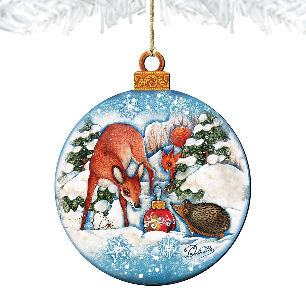 Forest Friends Ball Wooden Ornaments by G. DeBrekht - Wildlife Holiday Decor - 8173412