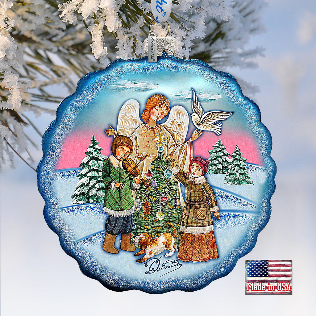 Winter Blessing Flower Glass Ornament by G. DeBrekht - Christmas Santa Snowman Decor - 759-021