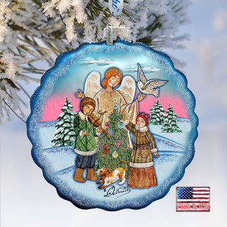 Winter Blessing Flower Glass Ornament by G. DeBrekht - Christmas Santa Snowman Decor - 759-021