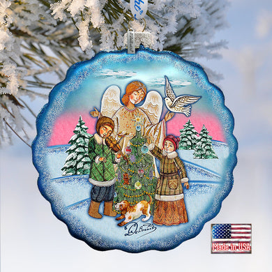 Winter Blessing Flower Glass Ornament by G. DeBrekht - Christmas Santa Snowman Decor - 759-021