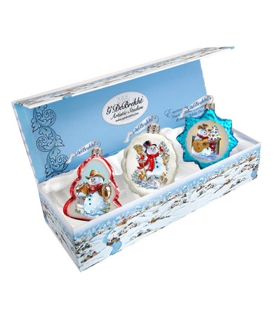 Snowy Mercury Glass Ornaments by G. DeBrekht - Coastal Holiday Decor - 770145S3-DG