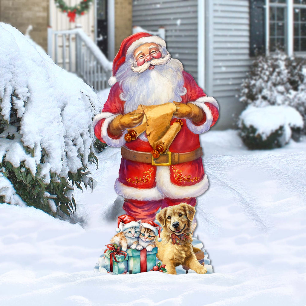 Celebrate with Santa: Santa with List Outdoor Decor by G. Debrekht - Christmas Santa Snowman Decor - 8611095F