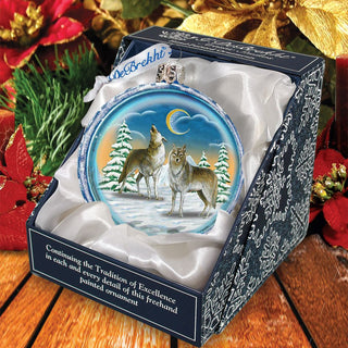 Winter Wolves Cut Ball Glass Ornament by G. DeBrekht - Wildlife Holiday Decor - 764-011