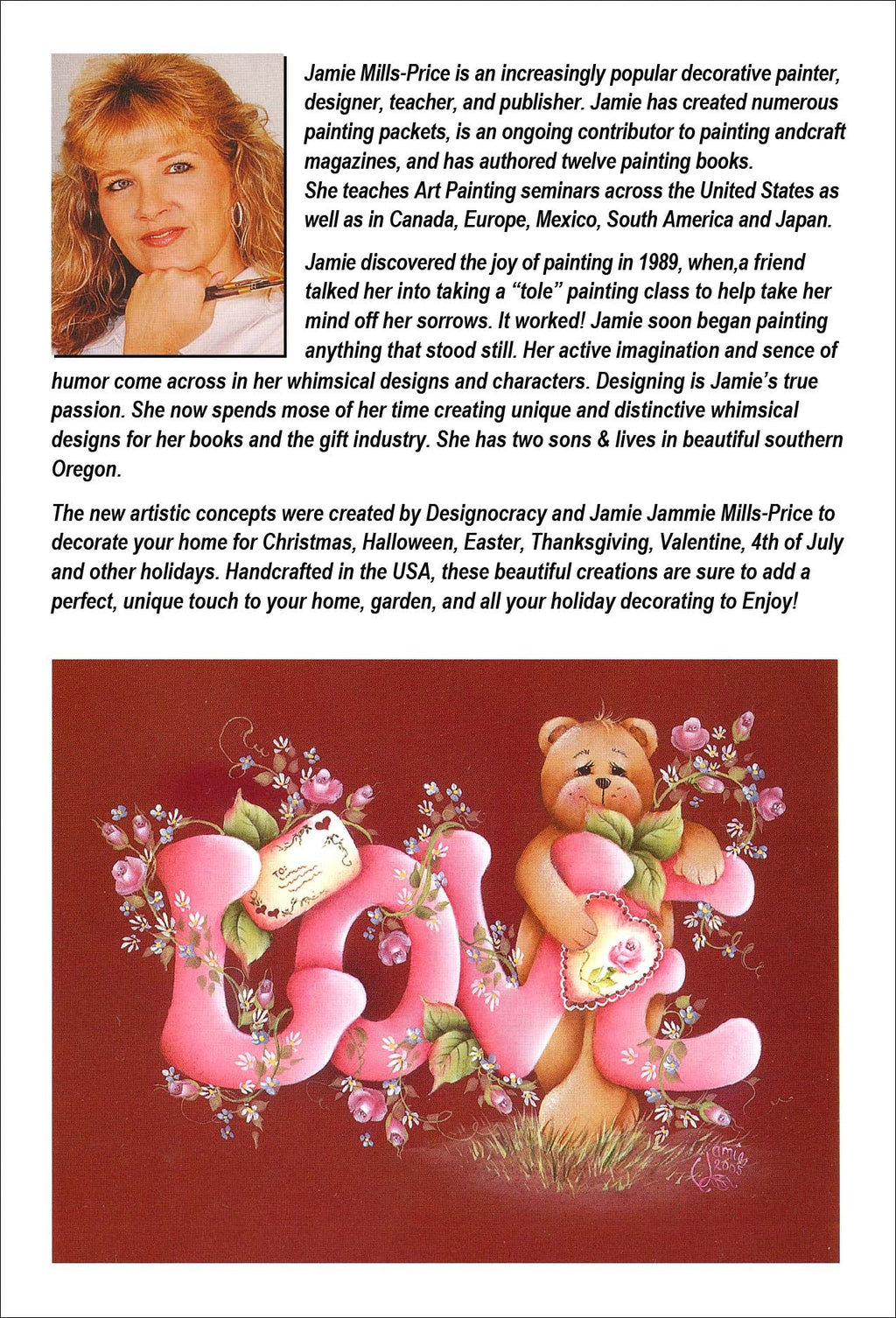 a brochure with a picture of a teddy bear holding a heart