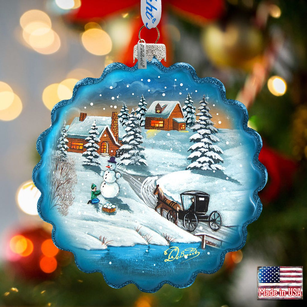 Vintage Village Wreath Glass Ornament by G. DeBrekht - Christmas Decor - 759-043