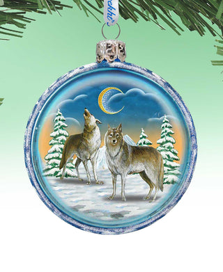 Wolves Glass Ornament by G. DeBrekht - Christmas Santa Snowman Decor - 759-011