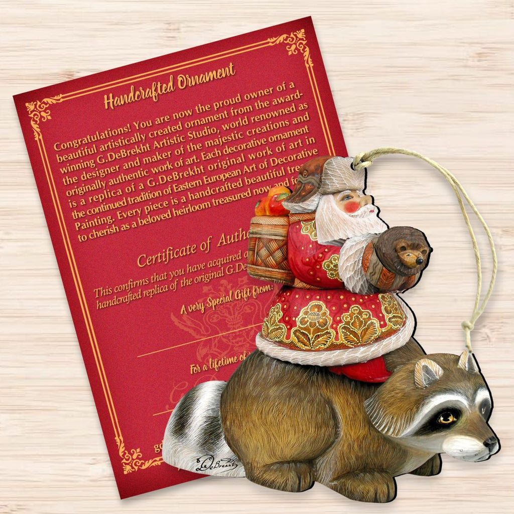 Racoon Santa Wooden Ornaments by G. DeBrekht - Christmas Santa Snowman Decor - 8121636