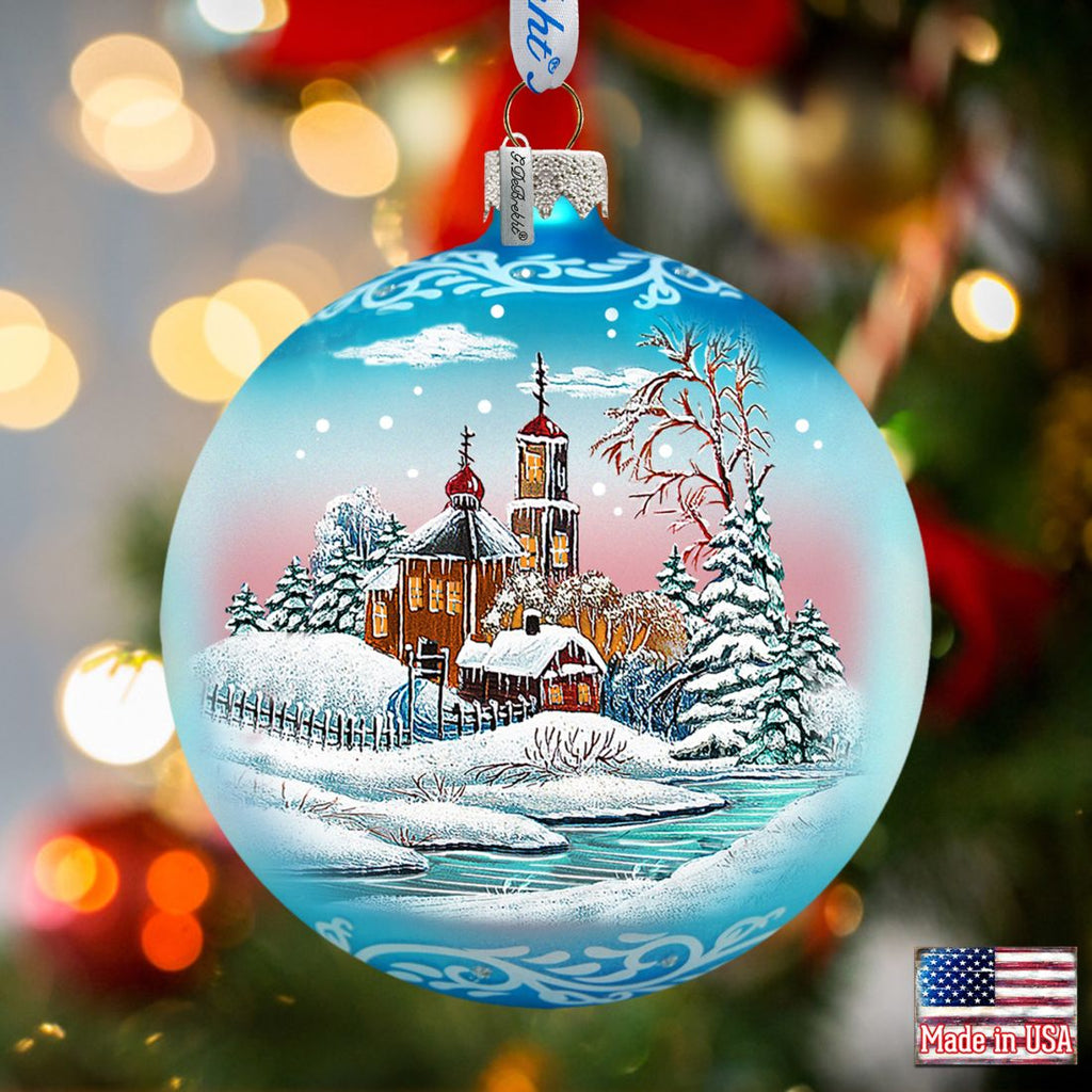 Village Ball Glass Ornament by G. DeBrekht - Christmas Decor - 73118