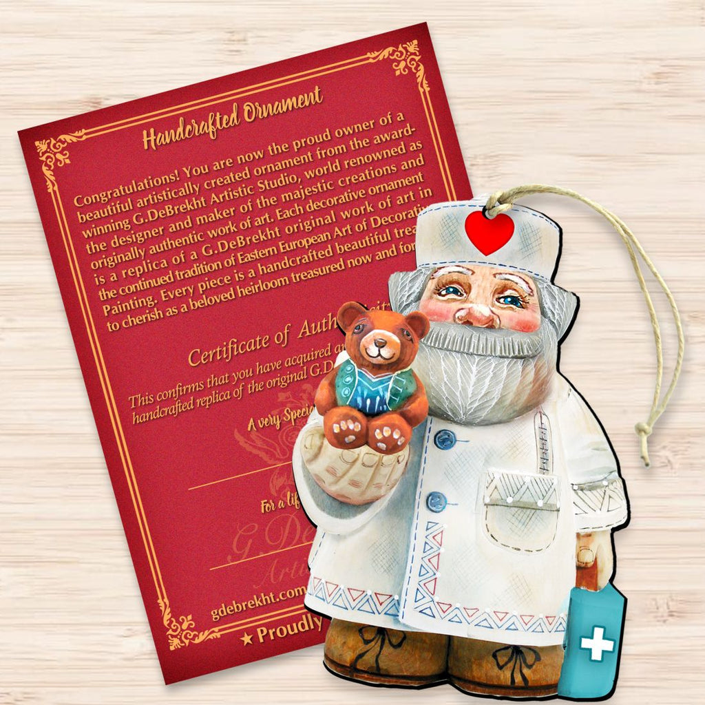 Teddy Bear Doctor Wooden Ornaments by G. DeBrekht - Christmas Santa Snowman Decor - 8151923