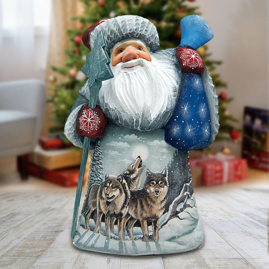 Wolves Village Santa Hand-Painted WOODCARVED Masterpiece by G. DeBrekht - Wildlife Holiday Decor - 821479 *** PRE-ORDER - Handmade Just for You! ***