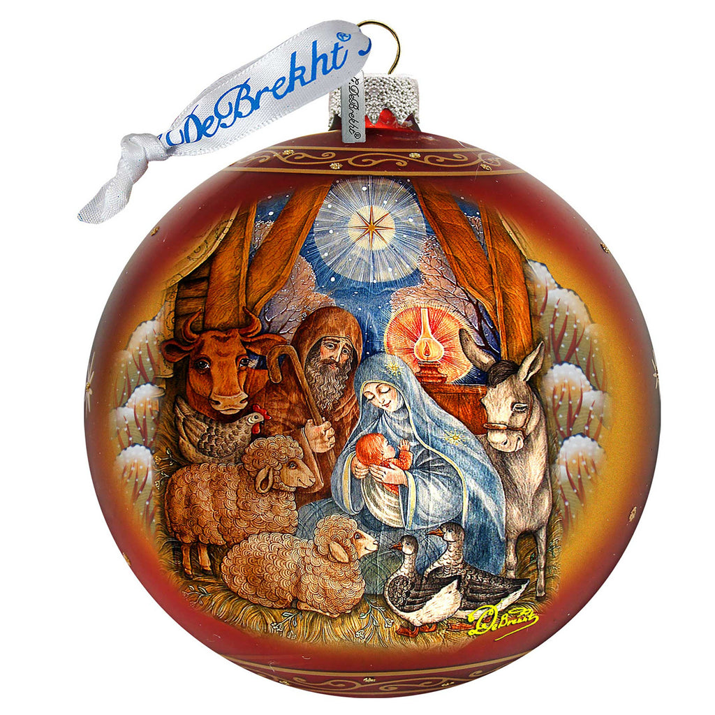 Classical Nativity Glass Ornament by G. DeBrekht - Nativity Holiday Decor - 73371