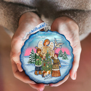 Winter Blessing Flower Glass Ornament by G. DeBrekht - Christmas Santa Snowman Decor - 759-021