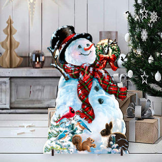 An Old-Fashioned Christmas Outdoor Yard Sign by D Gelsinger Featuring Santa and Snowman Decor - 8461024F-1563