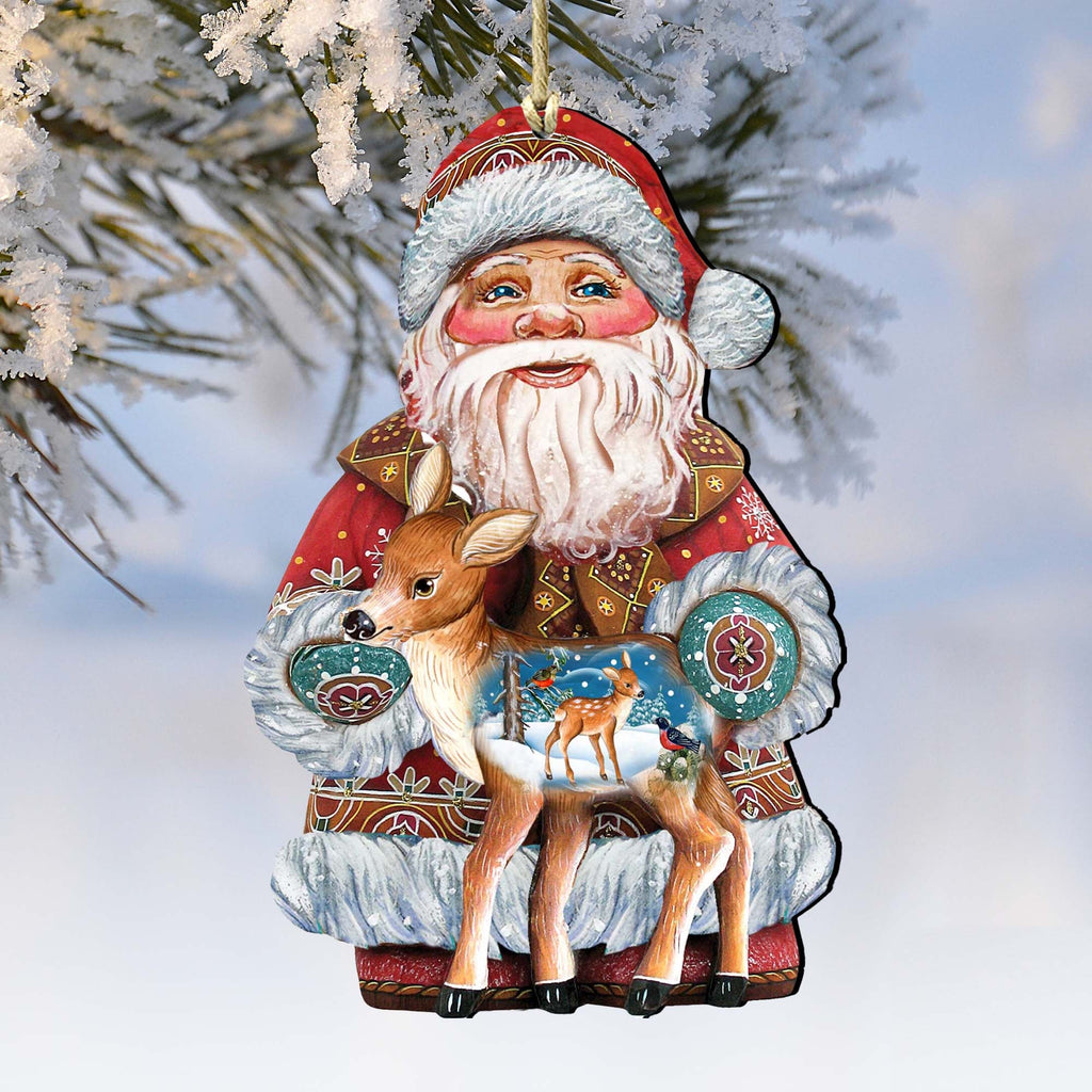 Holiday Fawn Christmas Wooden Ornaments by G. DeBrekht - Christmas Santa Snowman Decor - 8118081