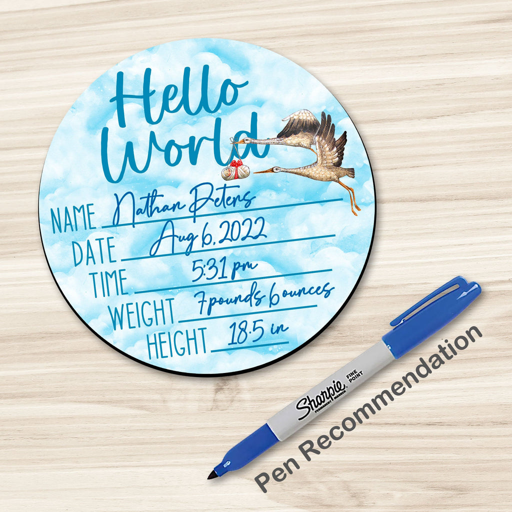 Hello World New Baby Sign - Birth Announcement - Birth Stats Sign - New Mom Gift 961047