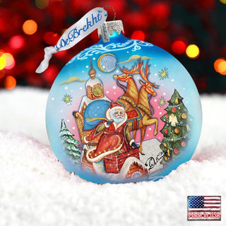 Special Delivery Glass Ornament by G. DeBrekht - Christmas Santa Snowman Decor - 73361