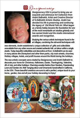 Classic Christmas Santa Wreath Wooden Ornaments by G DeBrekht and Susan Winget - Tree Ornament with Santa and Snowman Decor - 8185307-7-SW