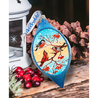 Winter Bird Drop Glass Ornament by G. DeBrekht - Christmas Decor - 74171