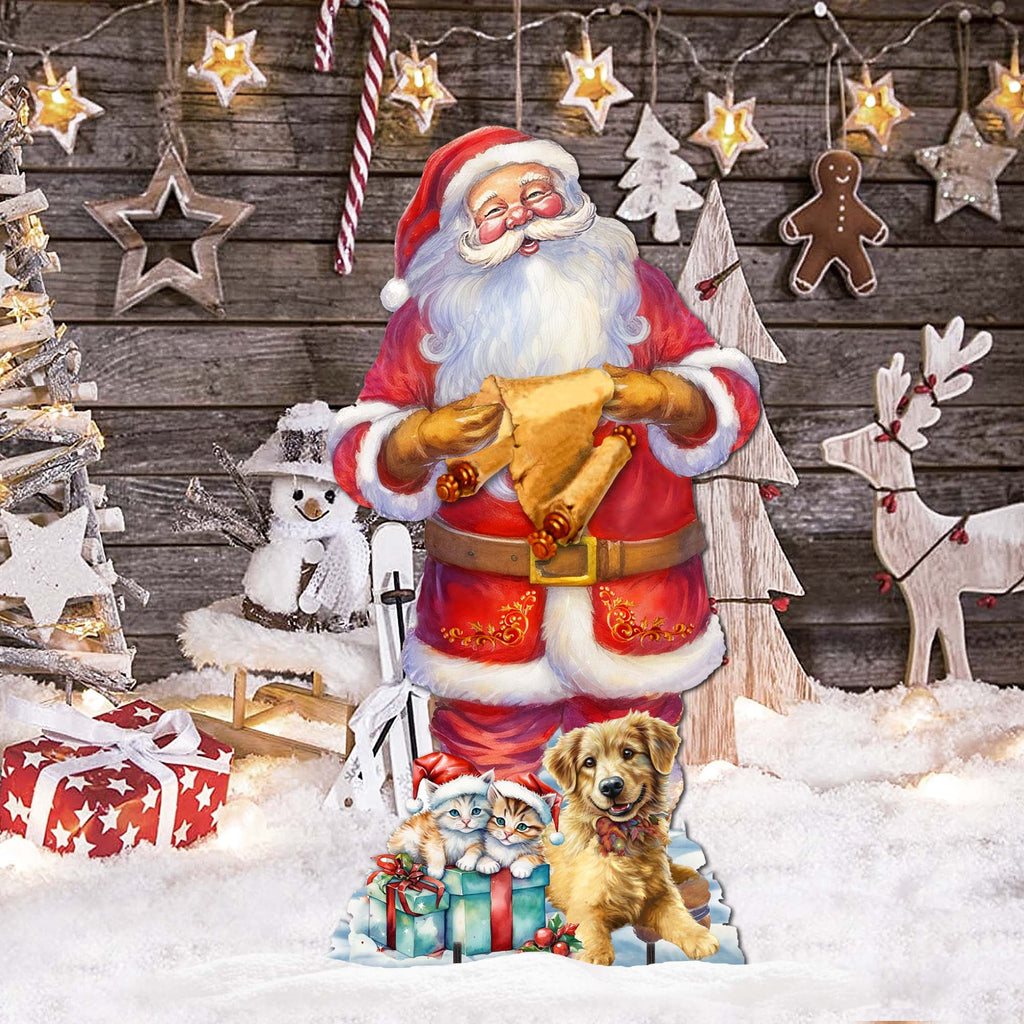 Celebrate with Santa: Santa with List Outdoor Decor by G. Debrekht - Christmas Santa Snowman Decor - 8611095F