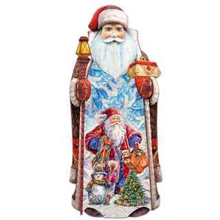 Christmas Magic Santa Hand-Painted WOODCARVED Masterpiece Figurine by G. DeBrekht - Santa Snowman Christmas Decor - 215871