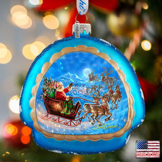 Up-Up and Away Glass Ornament by G. DeBrekht - Christmas Santa Snowman Decor - 756-014