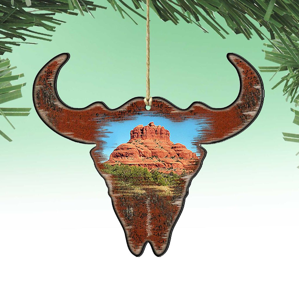 Buffalo Skull Wooden Ornaments by Nature Wonders - Wildlife Holiday Decor - 8198235