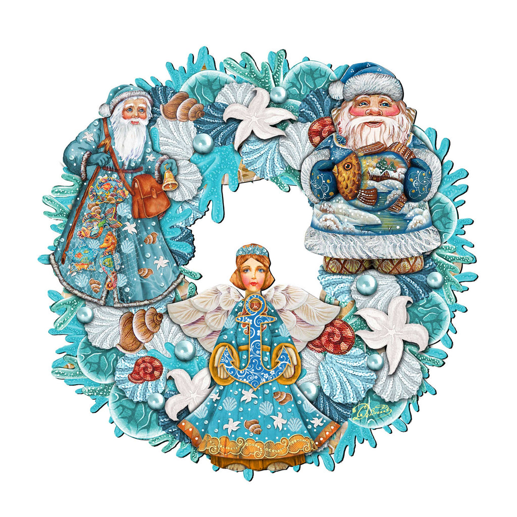 Coastal Sea Treasure Holiday Door Wreath by G. DeBrekht - Coastal Holiday Decor - 8185306-4H