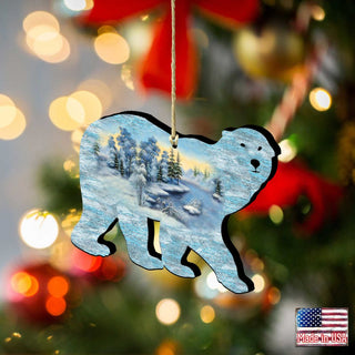 Polar Bear Christmas Wooden Ornaments by G. DeBrekht - Wildlife Holiday Decor - 8198225
