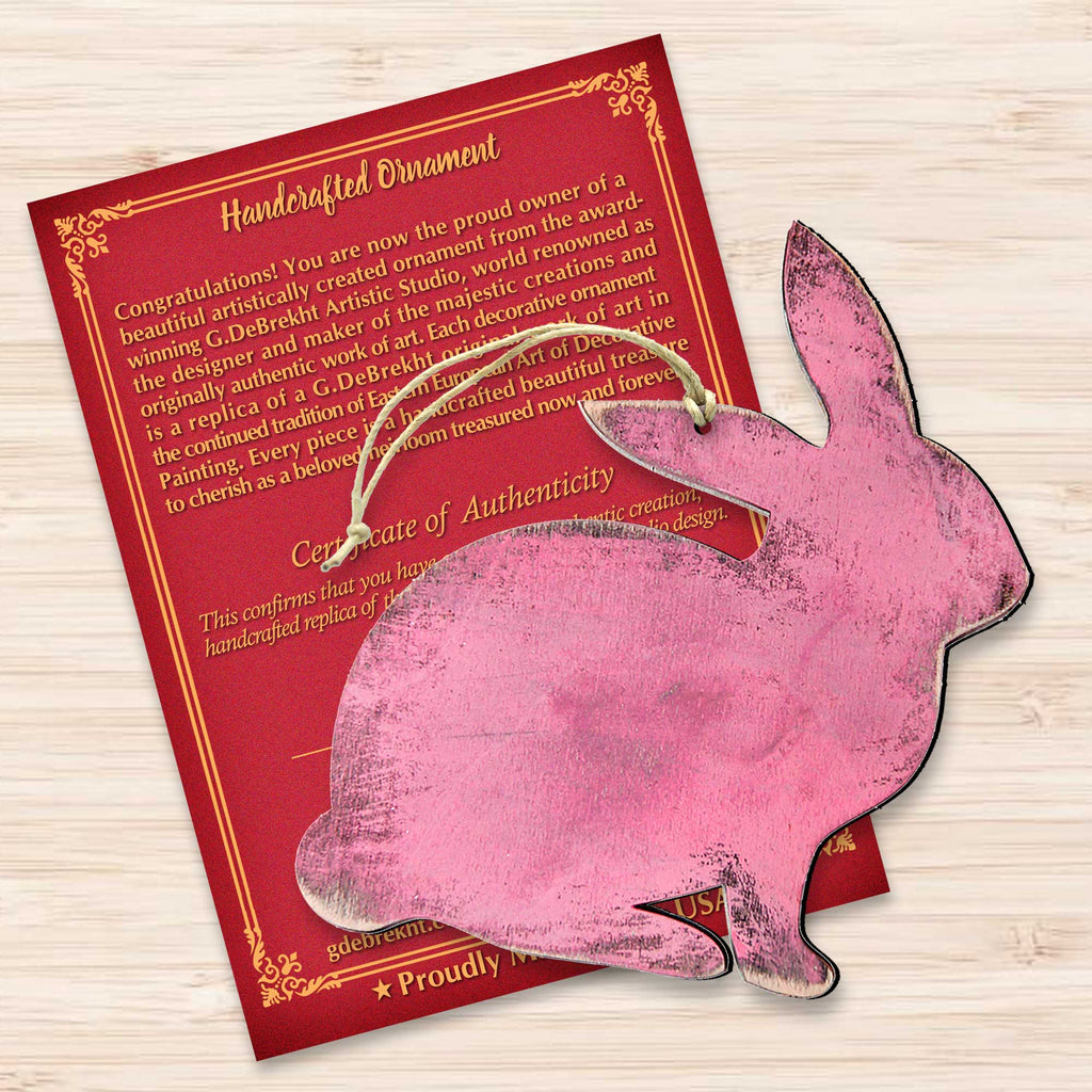 Pink Bunny Easter Wood Ornaments Pair G. DeBrekht - Designocracy - 81991341