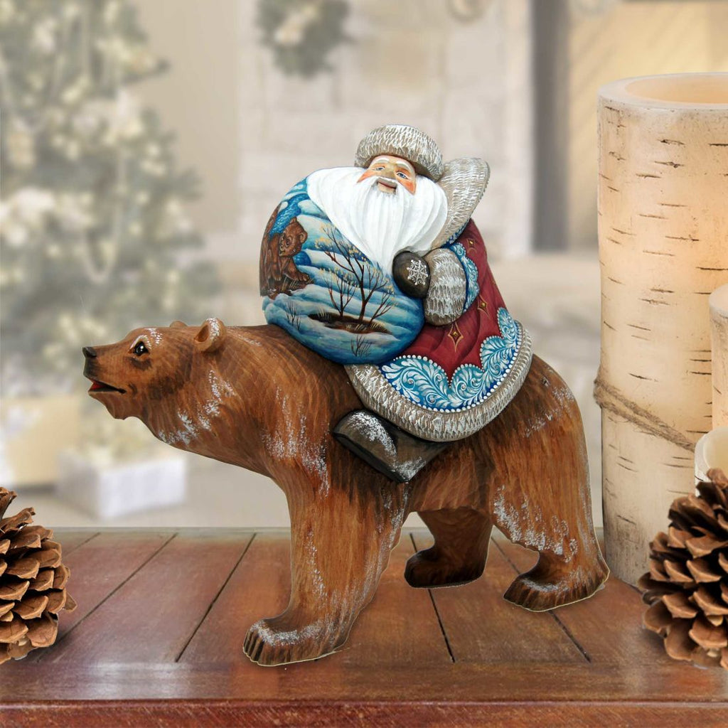 Grizzly Journey Santa Hand-Painted WOODCARVED Masterpiece by G. DeBrekht - Wildlife Holiday Decor - 2821079