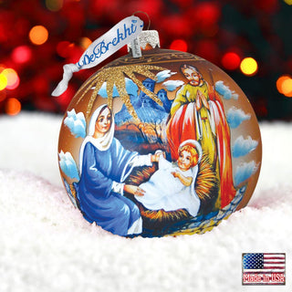 Holy Family Ball Glass Ornament by G. DeBrekht - Nativity Holiday Decor - 73552